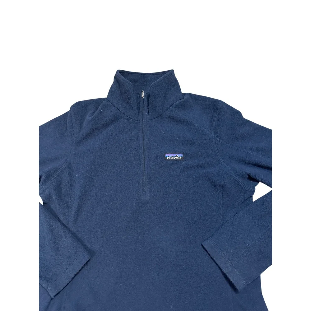 Patagonia Mens Micro D Quarter Zip Fleece Pullover Navy Blue Large L